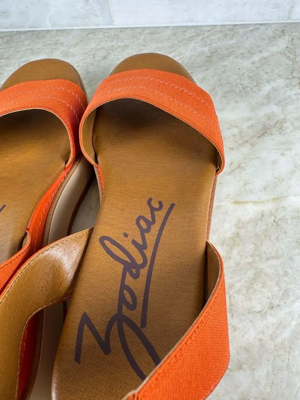Zodiac Bailee Orange Platform Wedge Ankle Strap Sandals Womens 9M